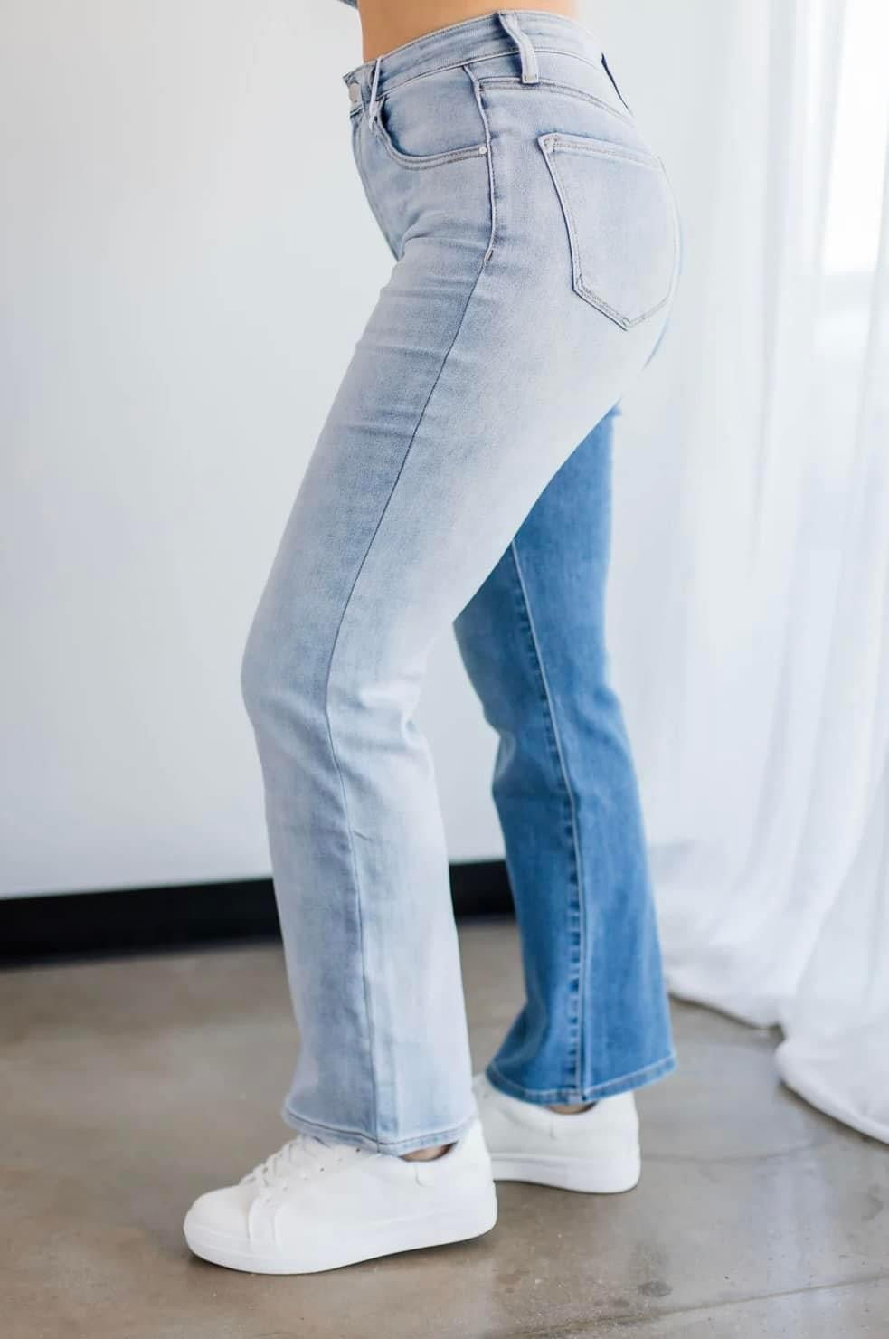 Aria High- Rise Combo Washed Bootcut Jeans by RISEN