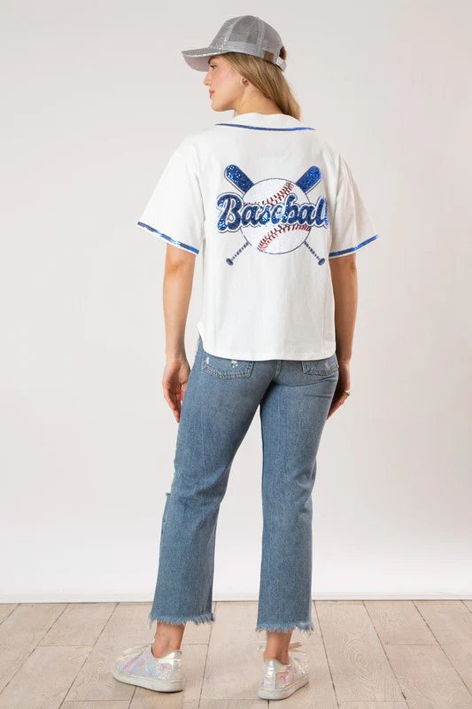 Baseball Sequins Embroidery Top