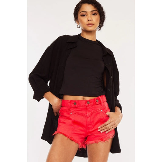 Kan Can Coral Red High Rise Shorts