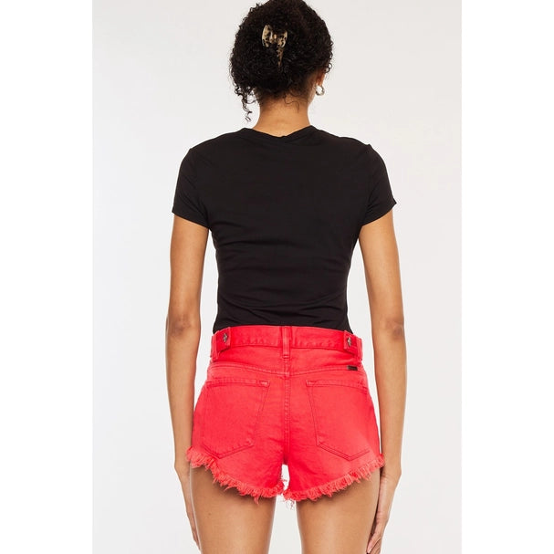 Kan Can Coral Red High Rise Shorts