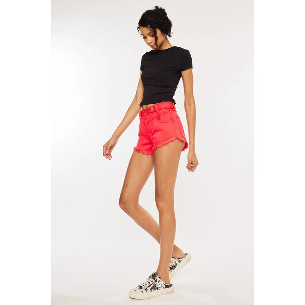 Kan Can Coral Red High Rise Shorts