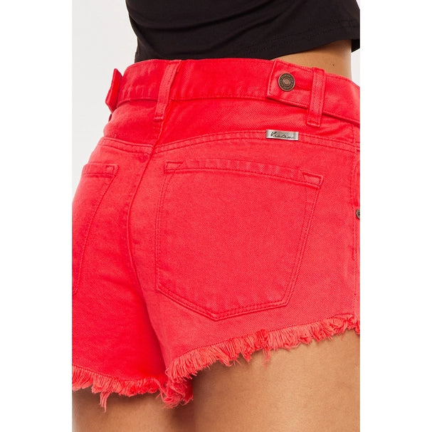 Kan Can Coral Red High Rise Shorts