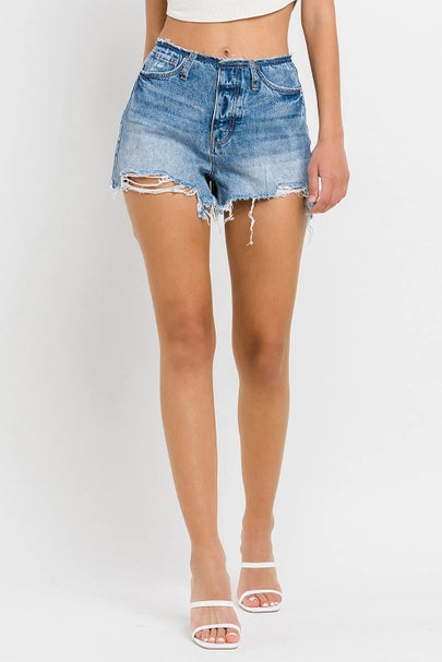 Flying Monkey High Rise Bandless Distressed Shorts